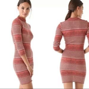 Free People Orange Striped Knit Bodycon Dress